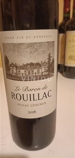 Bordeaux Pessac-Léognan Château Rouillac Le Baron de Rouillac 2016