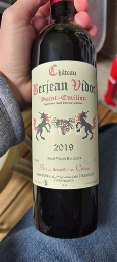 Bordeaux Saint-Émilion Château Berjean Vidot 2019