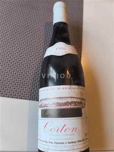 Viner Rouge sec Monte Peregrine 1986 Frankrike Bourgogne Corton AOC Grand Cru