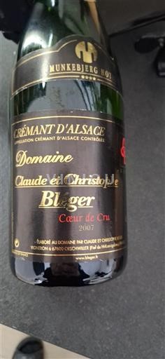 Alsacia Crémant de Alsacia Domaine Claude et Christophe Bleger Cœur de Cru 2007