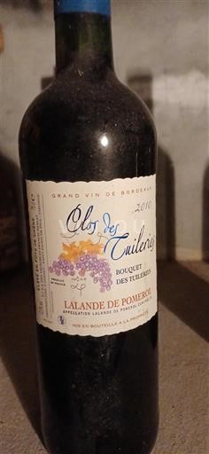 Bordeaux Lalande-de-Pomerol Clos des Tuileries Bouquet des Tuileries 2010