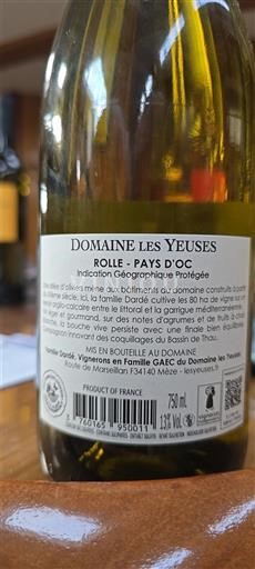 Languedoc și Roussillon Vin de Pays d'Oc Domaine Les Yeuses Rolle 2024