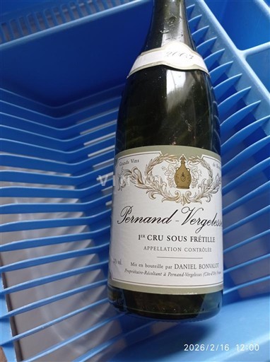 Burgundia Pernand-Vergelesses Premier Cru Daniel Bonvalot Sous Frétille 2003