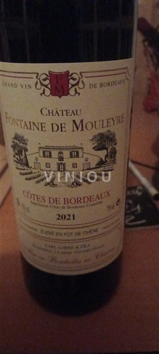Bordeaux Côtes-de-Bordeaux Château Fontaine de Mouleyre 2021