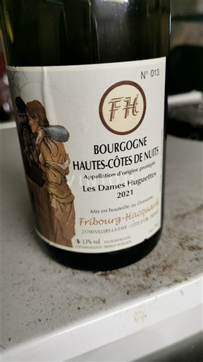 Viner Blanc demi-sec Les Dames Huguettes Fribourg-Haagwood 2021 Frankrike Bourgogne Ospecificerad AOC