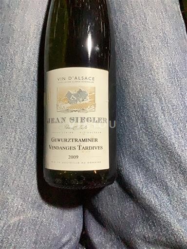 Alsacia Vendanges Tardives Jean Siegler 2009