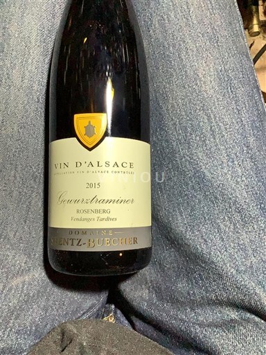 Alsacia Vendanges Tardives Domaine Sienstz-Buecher Rosenberg 2015