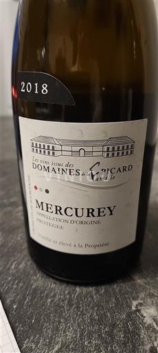 Burgundia Mercurey Domaine Domaines Famille Picard 2018