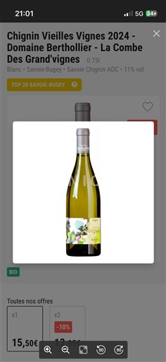 Savoia și Bugey Chignin Domaine Berthollier La Combe Des Grand'vignes Vieilles Vignes 2024