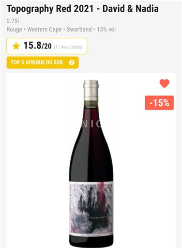 Regiunea de coastă Swartland David & Nadia Topography Red 2021