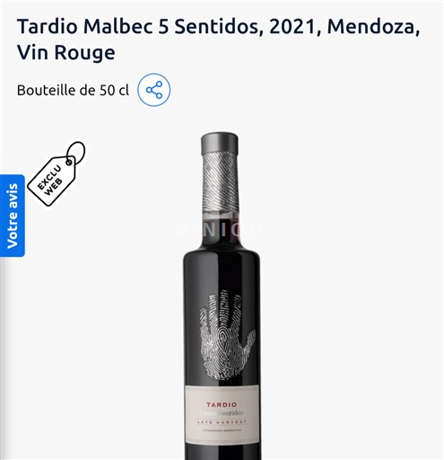 Mendoza 5 Sentidos Tardio Malbec 2021