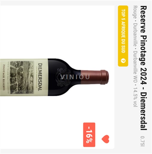 Regiunea de coastă Durbanville Diemersdal Pinotage Reserve 2024