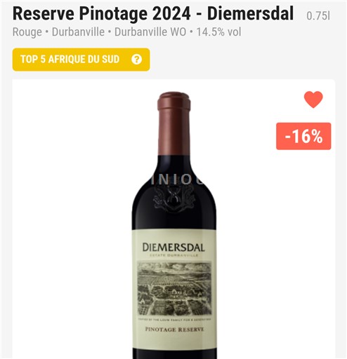 Regiunea de coastă Durbanville Diemersdal Pinotage Reserve 2024