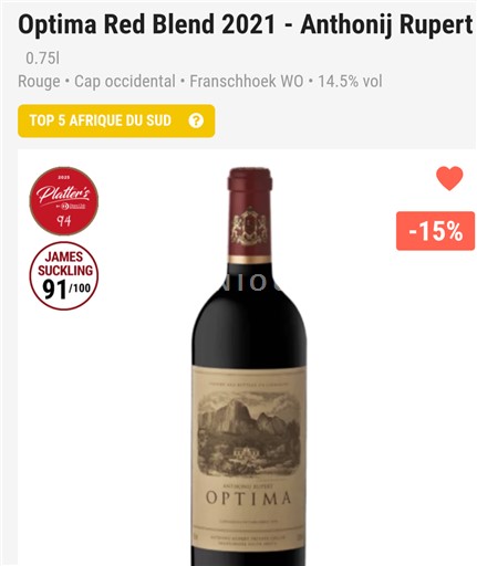 Kystregionen Franschhoek Anthonij Rupert Optima Red Blend 2021