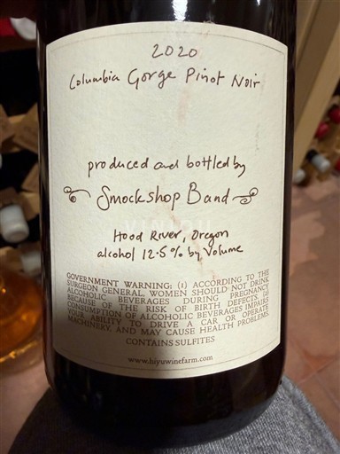 AVA din nord-vestul american Nespecificat Smockshop Band Columbia Gorge Pinot Noir 2020