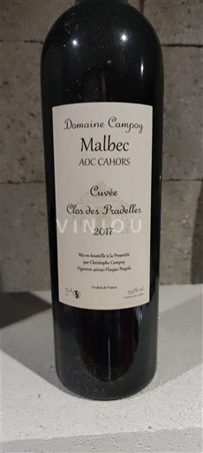 Sud-Vest Cahors Domaine Campoy Clos des Pradelles 2017