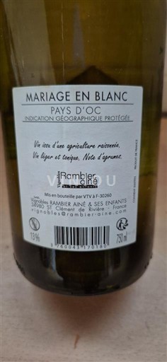 Wines Blanc sec Mariage en Blanc Rambier Ainé 2023 France Languedoc-Roussillon Pays d'Oc IGP