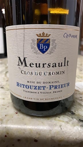 Burgund Meursault Bitouzet-Prieur Clos du Cromin 2022