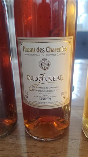 Poitou-Charentes Pineau des Charentes Ordonneau 2019