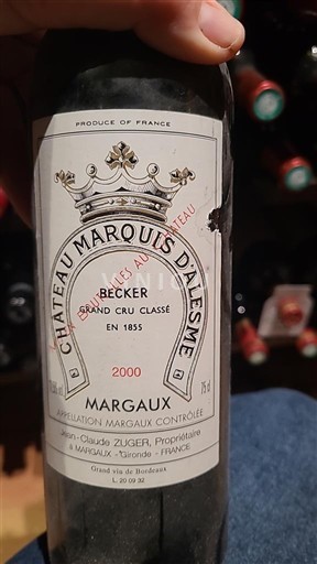 Bordeaux Margaux Grand Cru Château Marquis d'Alesme Becker 2000