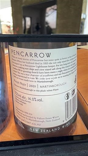 Vinuri Rouge sec Pencarrow 2021 Noua Zeelandă Wellington