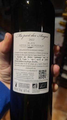 Bordeaux Blaye-côtes-de-bordeaux Château Lagrange Ma part des Anges 2022