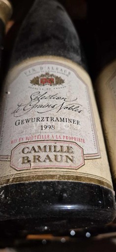 Vinuri Blanc liquoreux Sélection de Grains Nobles Camille Braun 1998 Franța Alsacia Vin de France Sélection de Grains Nobles