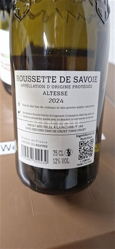 Savoia și Bugey Roussette-de-Savoie Cave des Vins Fins de Cruet Altesse 2024