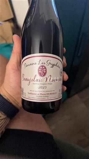 Vinuri Rouge sec Domaine Les Gryphées 2025 Franța Beaujolais Beaujolais Nouveau AOC