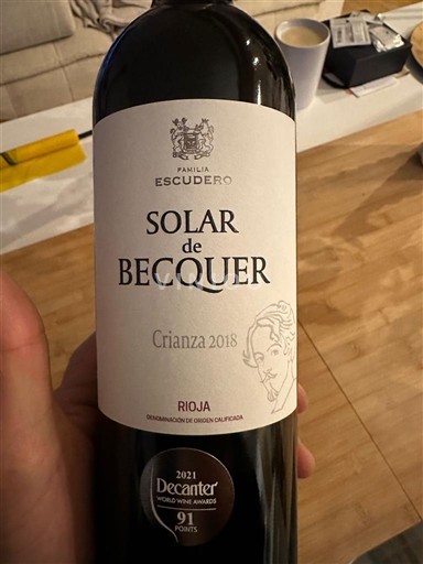 La Rioja Rioja Familia Escudero Solar de Becquer Crianza 2018