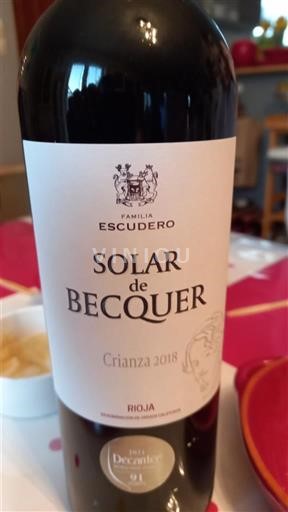 La Rioja Rioja Familia Escudero Solar de Becquer Crianza 2018