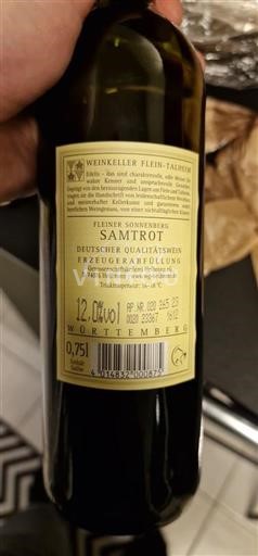 Vurtemberg Виртемберг Weinkeller Flein-Talheim Feine Sonnenberg Samtrot Non Millésimé