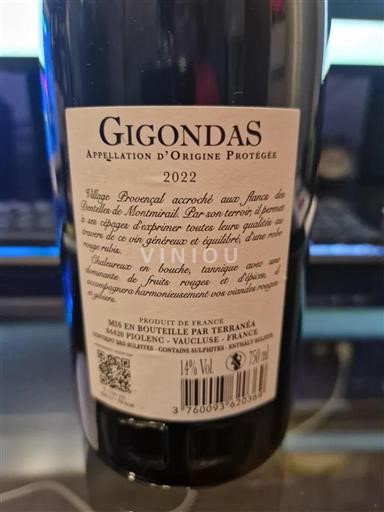 Viinit Rouge sec Terranea 2022 Ranska Rhônen laakso Gigondas AOC