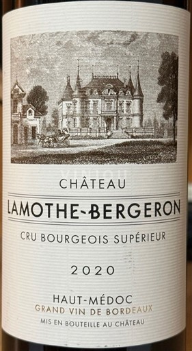 Vinuri Rouge sec Cru Bourgeois Supérieur Château Lamothe-Bergeron 2020 Franța Bordeaux Haut-Médoc AOC