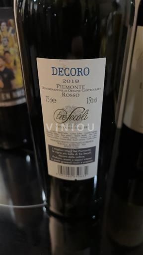 Vinuri Rouge sec Decoro Tre Secoli 2018 Italia Piemonte Nespecificat DOC