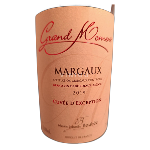 Bordeaux Margaux Maison Johanès Boubée Grand Moment 2019
