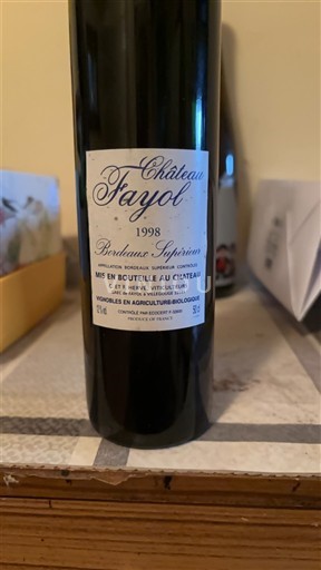 Bordoja Bordeaux Supérieur Château Fayol 1998