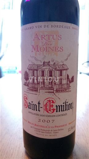 Bordeaux Saint-Émilion Artus des Moines 2007