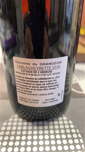 Alpi i Rodoska oblast Кота де Ардеш Domaine Grangeon Lablacheyrette 2018