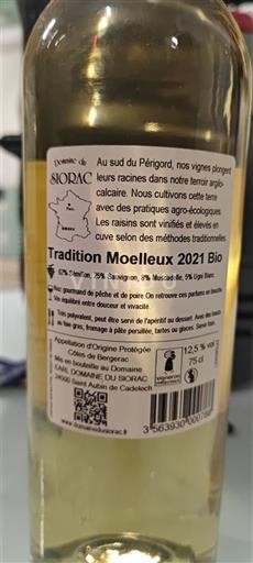 Jugperëndim Bergerak Domaine Siorac Tradition Moelleux Bio 2021