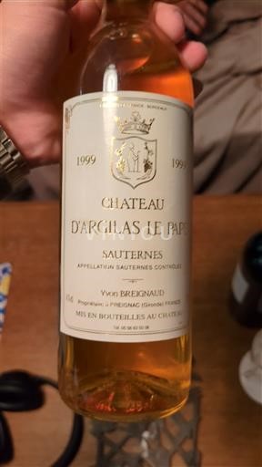 Vinuri Blanc liquoreux Château Argilas Le Pape 1999 Franța Bordeaux Sauternes AOC