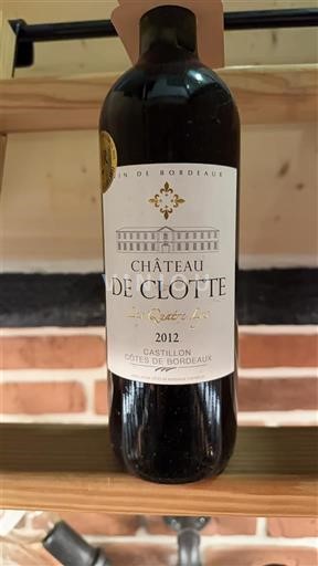 Bordoja Castillon-côtes-de-bordeaux Château Clotte 2012
