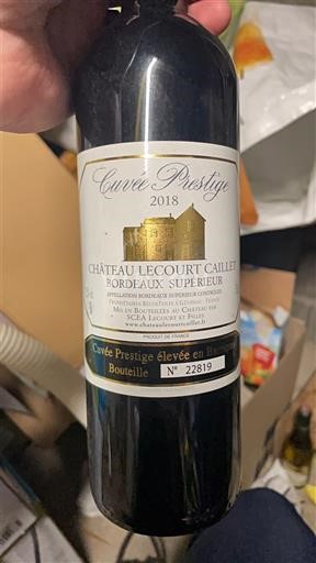 Bordoja Bordeaux Supérieur Château Lecourt Caillet Prestige 2018