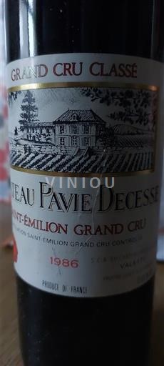 Bordoja Saint-Émilion Grand Cru Château Pavie Decesse Valette 1986