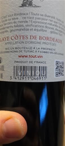 Bordeaux Blaye-côtes-de-bordeaux Les Vignerons de Tutiac 2022