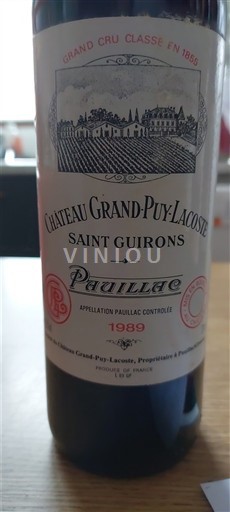 Bordoja Pauillac Grand Cru Château Grand-Puy-Lacoste Saint Guirons 1989