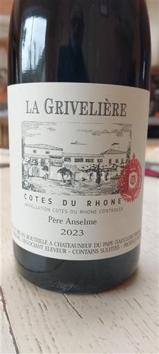 Рона долина Кот дю Рон Père Anselme La Grivelière 2023