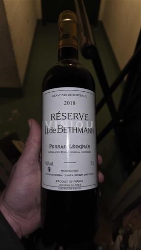 Bordeaux Pessac-Léognan J. de Bethmann Réserve 2018