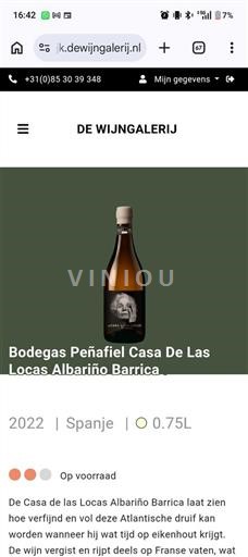 Galicija Rías Baiksas Bodegas Peñafiel Casa De Las Locas Albariño Barrica 2022