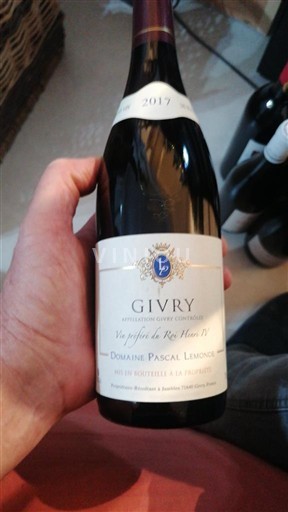 Bourgogne Givry Domaine Pascal Lemonde Vieilles Vignes Les Bois Chevaux 2017